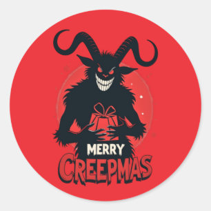 Merry Creepmas Krampus Holiday Classic Round Sticker