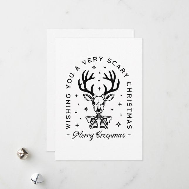 Merry creepmas scary woodland animal aesthetic holiday card (Front/Back In Situ)