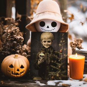 Merry Creepmas Spooky Boy Gothic Vintage Card