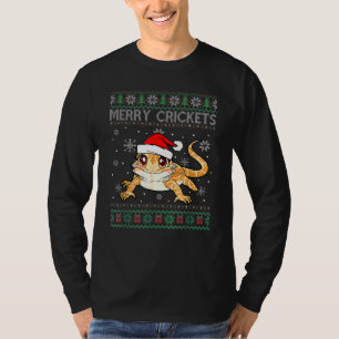Merry Crickets Bearded Dragon Christmas Pajama Ugl T-Shirt