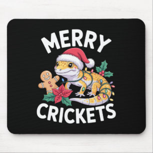 Merry Crickets! Leopard Gecko Christmas Pun Mouse Pad