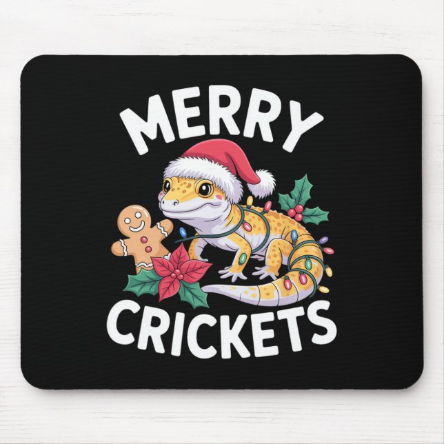 Merry Crickets! Leopard Gecko Christmas Pun  Mouse Pad (Front)