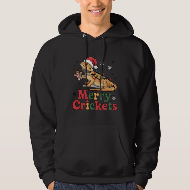 Merry Crickets Lizard Christmas Lights Hoodie (Front)