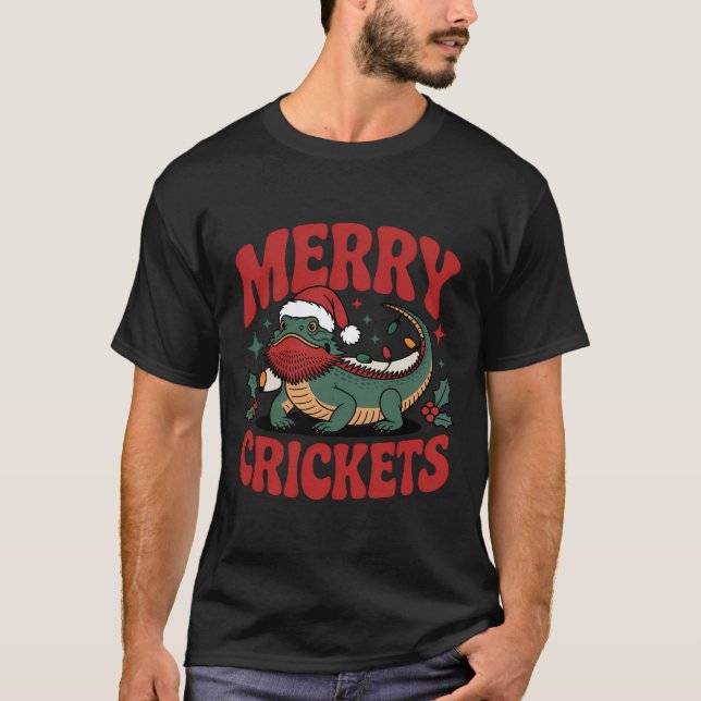 Merry Crickets Reptile Xmas Design T-Shirt (Front)