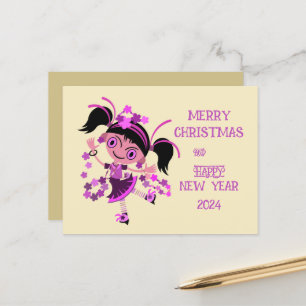 MERRY CRISTMAS VACATION NEW YEAR GREETING WISH POSTCARD
