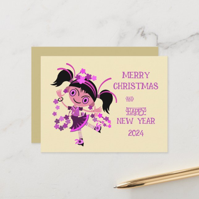 MERRY CRISTMAS VACATION NEW YEAR GREETING WISH POSTCARD (Front/Back In Situ)