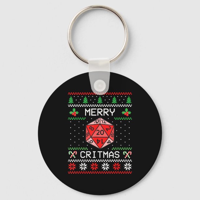 Merry Critmas Christmas Rpg Board Game Role Play U Keychain (Front)