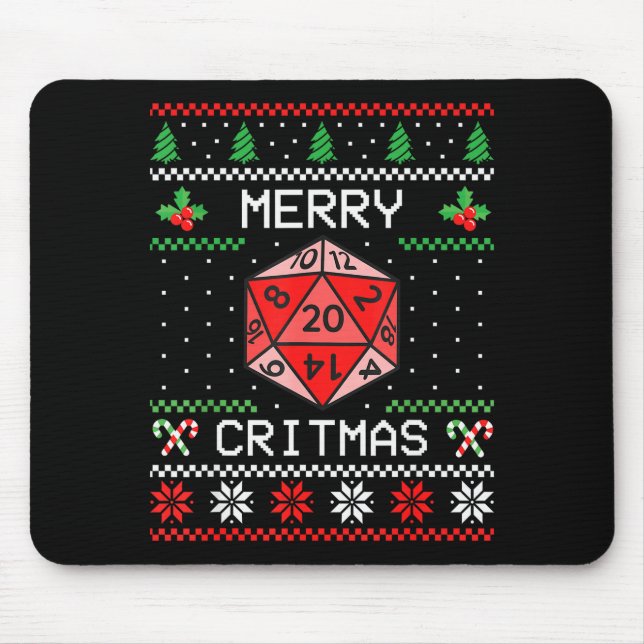 Merry Critmas Christmas Rpg Board Game Role Play U Mouse Pad (Front)