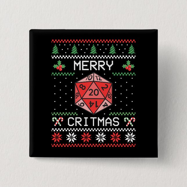 Merry Critmas II - Ugly Christmas 2 Inch Square Button (Front)