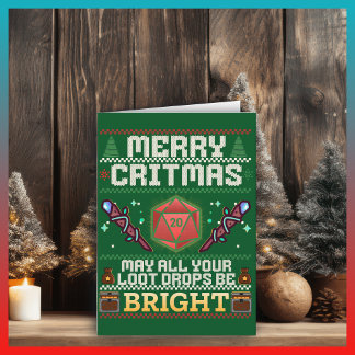 Merry Critmas | Mage Ugly Sweater Design Blank Card