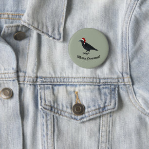 Merry Crowmas Christmas Crow 2 Inch Round Button