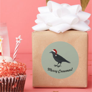 Merry Crowmas Christmas Crow  Classic Round Sticker
