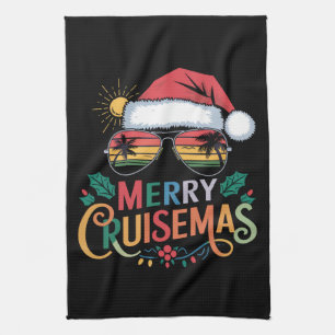 Merry Cruisemas 2024 Christmas Santa Reindeer Kitchen Towel