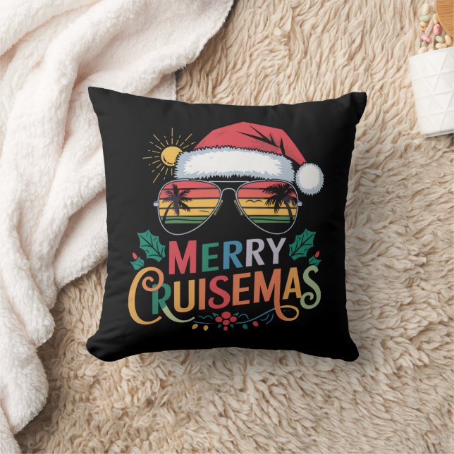 Merry Cruisemas 2024 Christmas Santa Reindeer  Throw Pillow (Blanket)