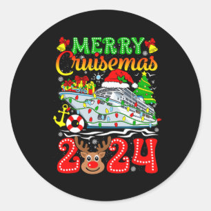 Merry Cruisemas 2024 Cruise Christmas Rudolph Xmas Classic Round Sticker