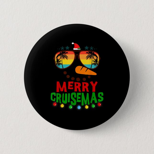 Merry Cruisemas 2025 Christmas Santa Snowman Cruis 2 Inch Round Button (Front)