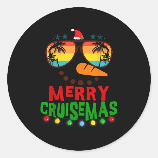 Merry Cruisemas 2025 Christmas Santa Snowman Cruis Classic Round Sticker (Front)