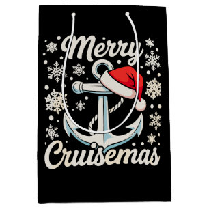 Merry Cruisemas Anchor Santa Hat Christmas Cruise Medium Gift Bag