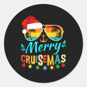Merry Cruisemas Christmas Santa Reindeer Cruise Classic Round Sticker