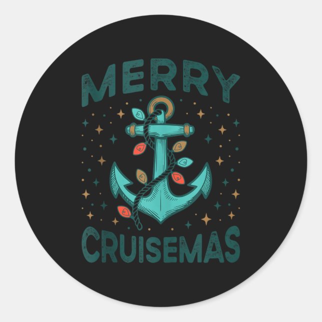 Merry Cruisemas Cruise Christmas Light Matching Fa Classic Round Sticker (Front)