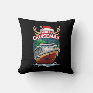 Merry Cruisemas Cruise Ship Family Christmas Funny Throw Pillow