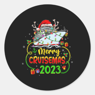 Merry Cruisemas Cruise Ship Family Vacation Christ Classic Round Sticker