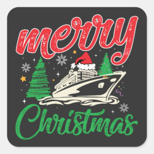 Merry Cruisemas, Family Christmas Cruise Crew Square Sticker