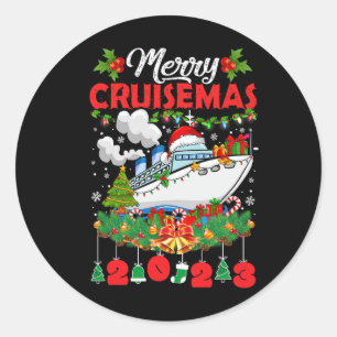 Merry Cruisemas Family Cruise Christmas 2023 Fun B Classic Round Sticker