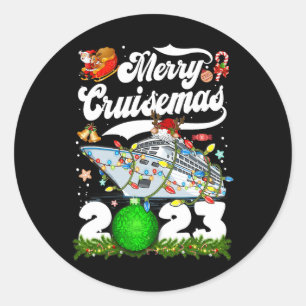 Merry Cruisemas Family Cruise Christmas 2023 Fun  Classic Round Sticker