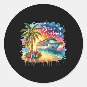Merry Cruisemas Family Cruise Christmas Funny Boat Classic Round Sticker