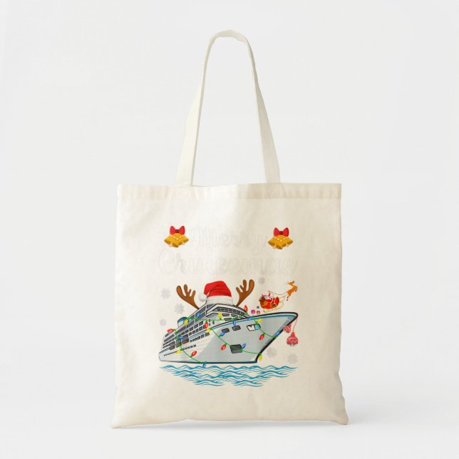 Merry Cruisemas Family Cruise Christmas Funny Sant Tote Bag (Front)