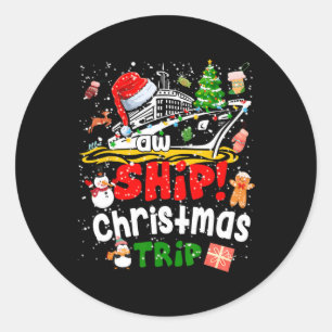 Merry Cruisemas Funny Cruise Ship Family Christmas Classic Round Sticker