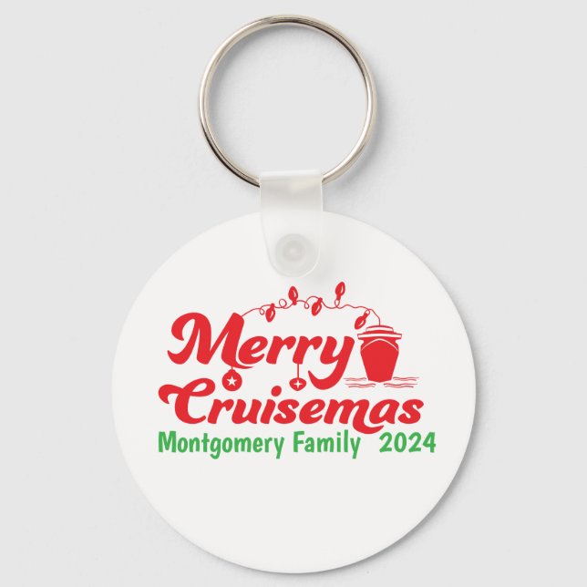 Merry Cruisemas Personalized Family  Keychain (Front)