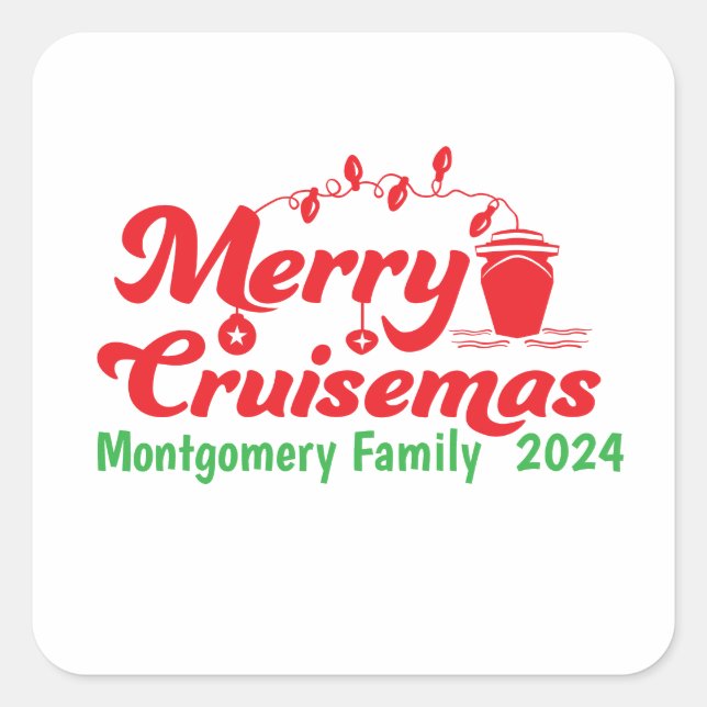 Merry Cruisemas Personalized Family  Square Sticker (Front)