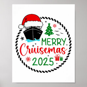Merry Cruisemas Santa Hat Cruise Ship Christmas Cr Poster