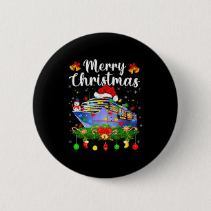 Merry Cruisemas Xmas Lighting Santa Cruise Ship Ch 2 Inch Round Button