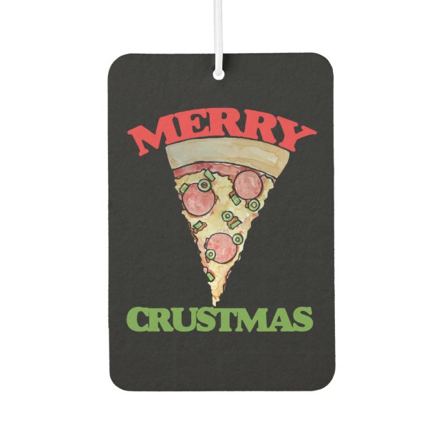 Merry Crustmas Christmas pizza Air Freshener (Front)