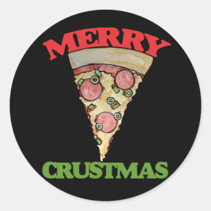 Merry Crustmas Christmas pizza Classic Round Sticker