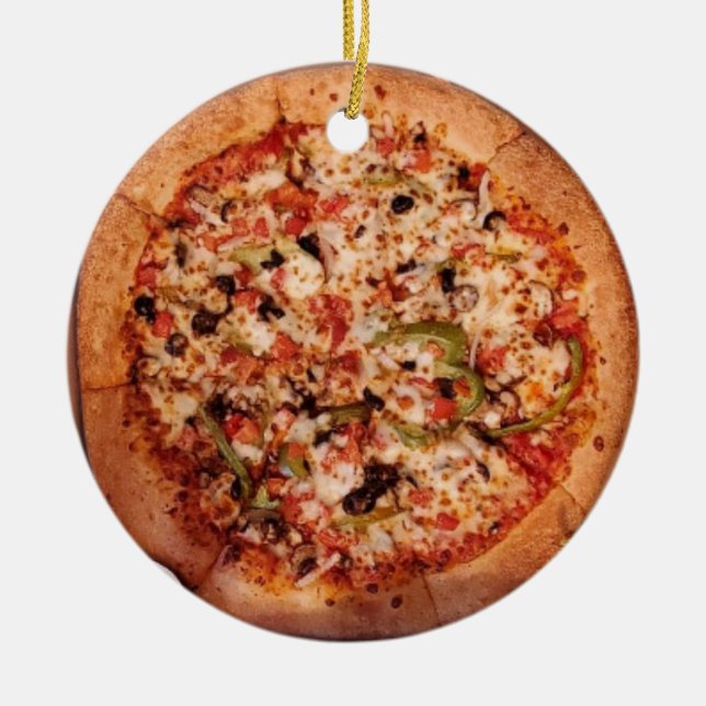 Merry Crustmas Deep Dish Pizza Christmas    Ceramic Ornament (Front)