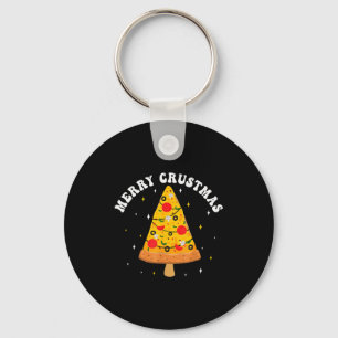 Merry Crustmas Funny Zza Slice Christmas Tree Zza  Keychain