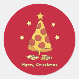 Merry Crustmas - Pizza Christmas Classic Round Sti Sticker
