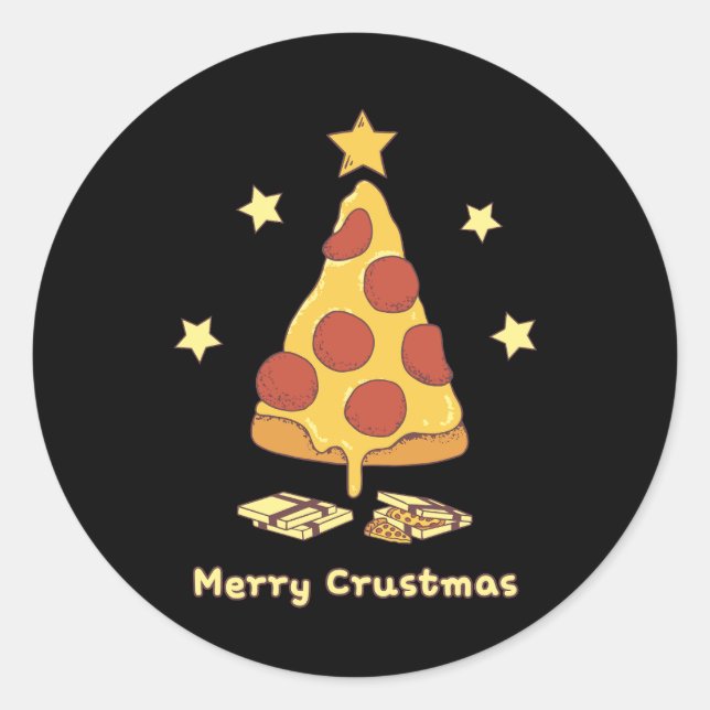 Merry Crustmas - Pizza Christmas Classic Round Sticker (Front)