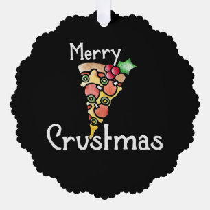 Merry Crustmas Pizza Christmas Ornament Card