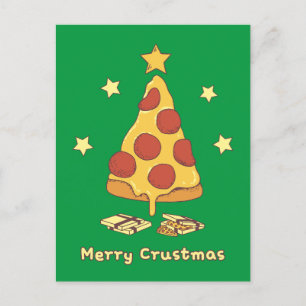 Merry Crustmas - Pizza Christmas Postcard