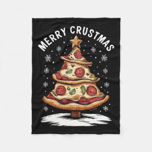 Merry Crustmas Pizza Christmas Tree Xmas Funny Piz Fleece Blanket