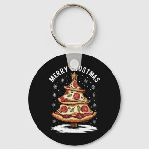 Merry Crustmas Pizza Christmas Tree Xmas Funny Piz Keychain