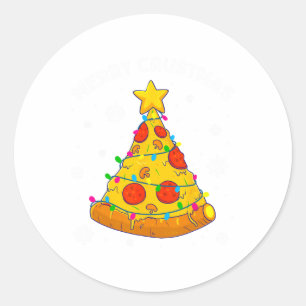 Merry Crustmas Pizza Christmas Tree Xmas Gifts Kid Classic Round Sticker