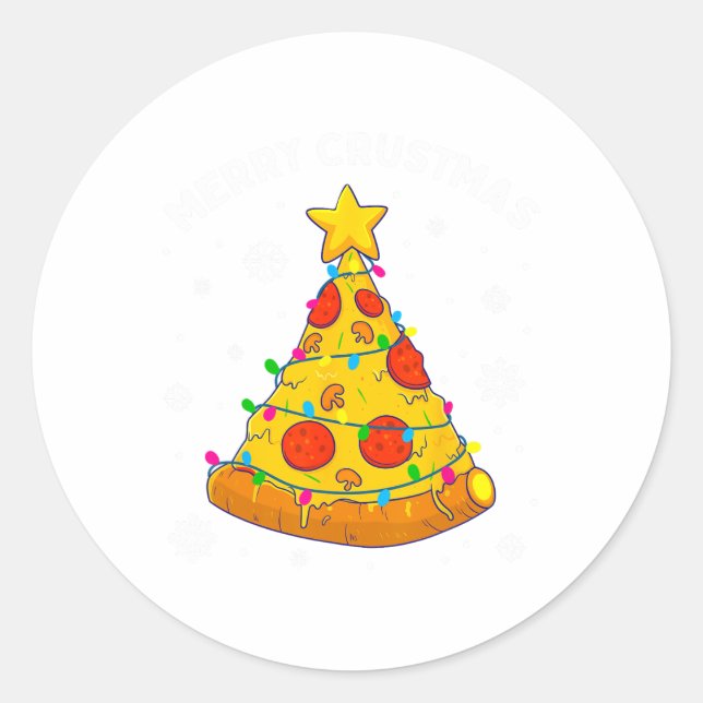 Merry Crustmas Pizza Christmas Tree Xmas Gifts Kid Classic Round Sticker (Front)