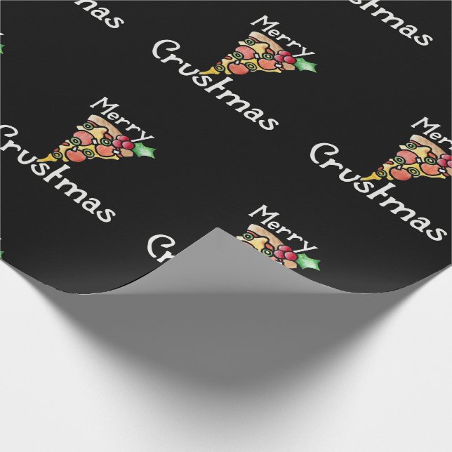 Merry Crustmas Pizza Christmas Wrapping Paper (Corner)