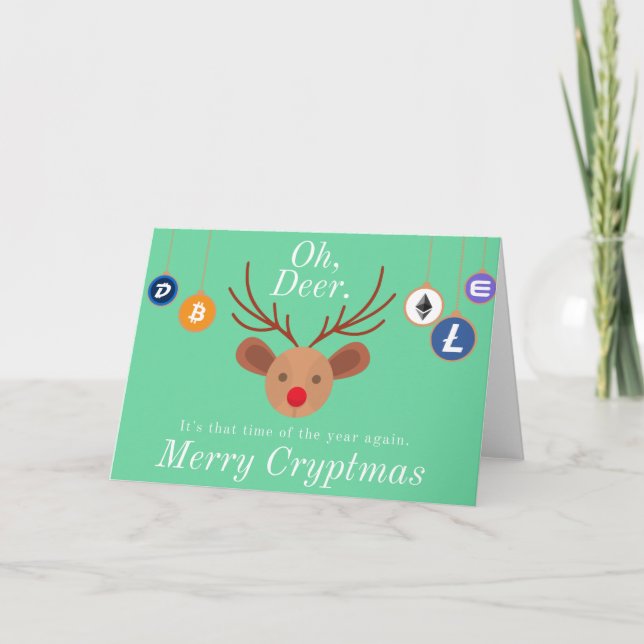 Merry Cryptmas Crypto Bitcoin Blockchain Holiday Card (Front)